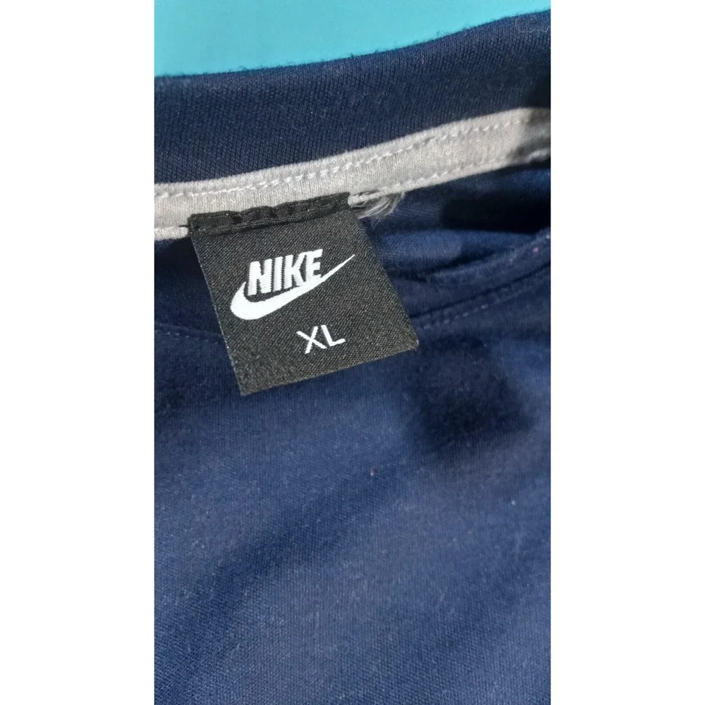 Nike XL men's blue gray vintage shirt black tag crew neck FLAWS single stitch